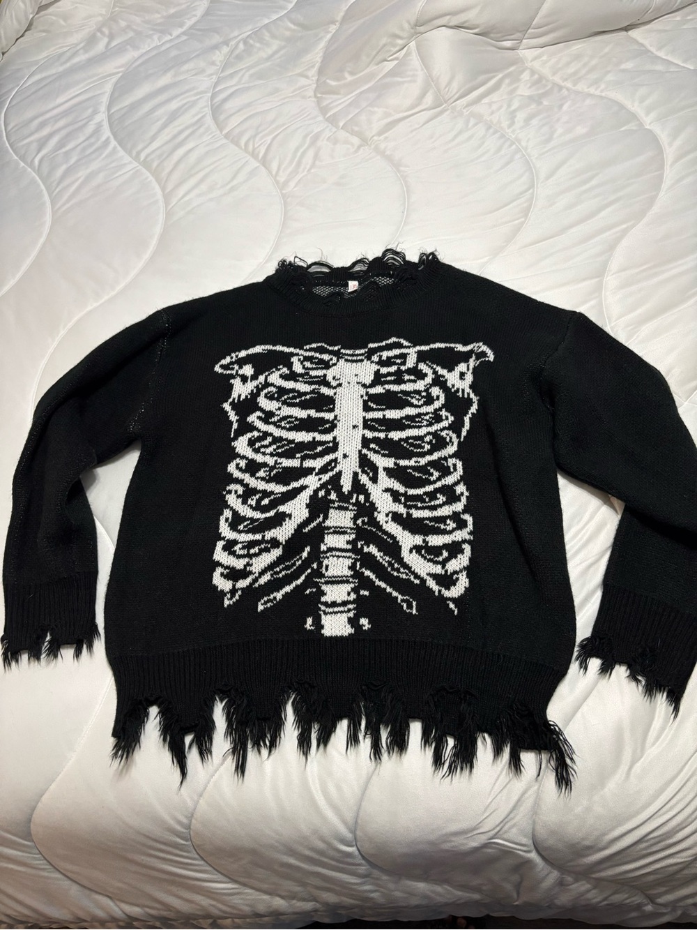 ROMWE Black Sweater with White Skeleton Graphic - Women